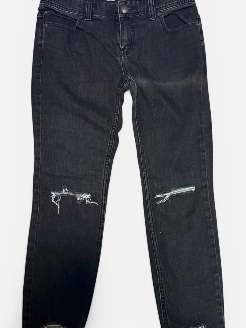Free People Black Distressed Knee Jeans